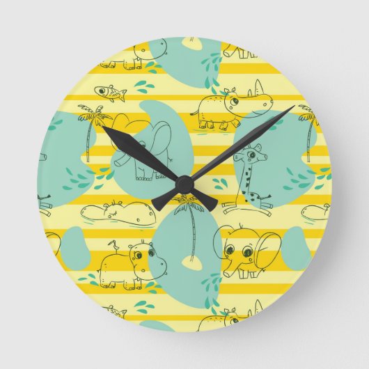 Horloge Ronde Beaux animaux jouant avec de l'eau 2 (Recto)