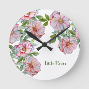 Horloge Ronde Beaux roses d'aquarelle réalistes.