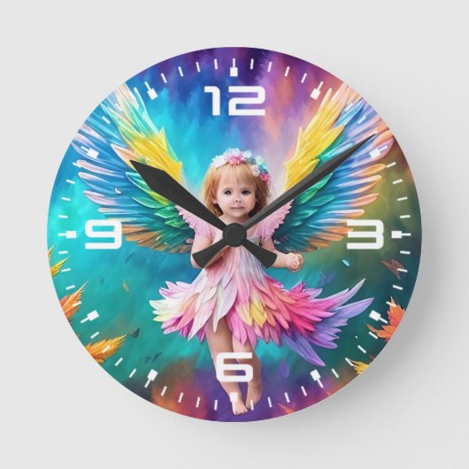 Horloge Ronde Bébé Bébé Ange ailes Art-38424 (Recto)