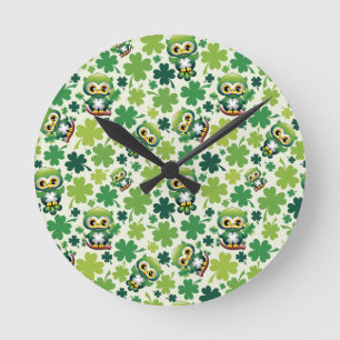 Horloge Ronde Bébé Hibou Mignon St Patrick Dessin Animé