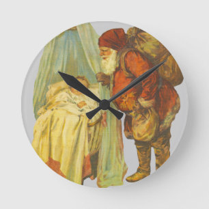 Horloge Ronde Bébé Noël Clause de Noël Vintage