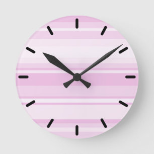 Horloge Ronde Bébé rayures roses