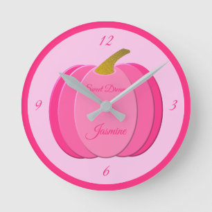 Horloge Ronde Bébé rose jolie fille Citrouille soins infirmiers