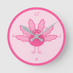 Horloge Ronde Bébé rose jolie fille Thanksgiving Turquie Nursery