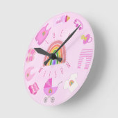 Horloge Ronde Bébé rose mignon fille bébé Stuffs Nom (Angle)
