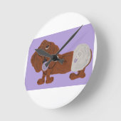 Horloge Ronde Bébé teckel (Angle)