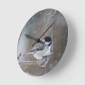 Horloge Ronde Bécasseau noir - Songbird (Angle)