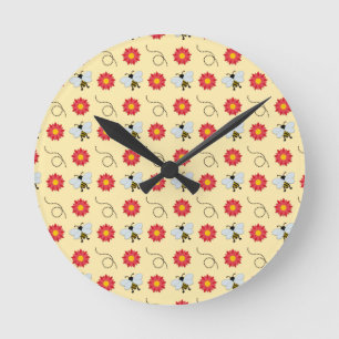 Horloge Ronde Bee Honey and Flower