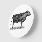 Horloge Ronde Beef Cow/Heifer in Pencil: Realism: Drawing (Angle)