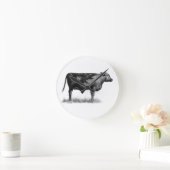 Horloge Ronde Beef Cow/Heifer in Pencil: Realism: Drawing (Maison)