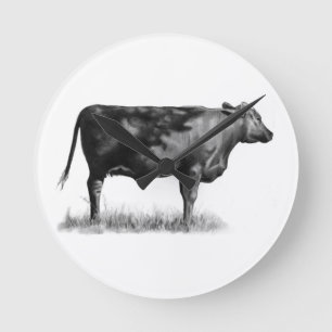 Horloge Ronde Beef Cow/Heifer in Pencil: Realism: Drawing