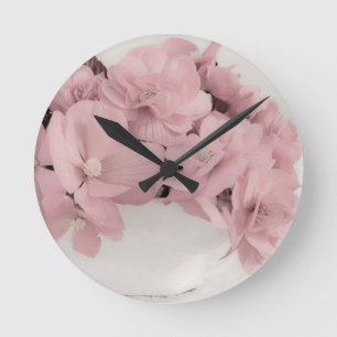 Horloge Ronde Begonias rose
