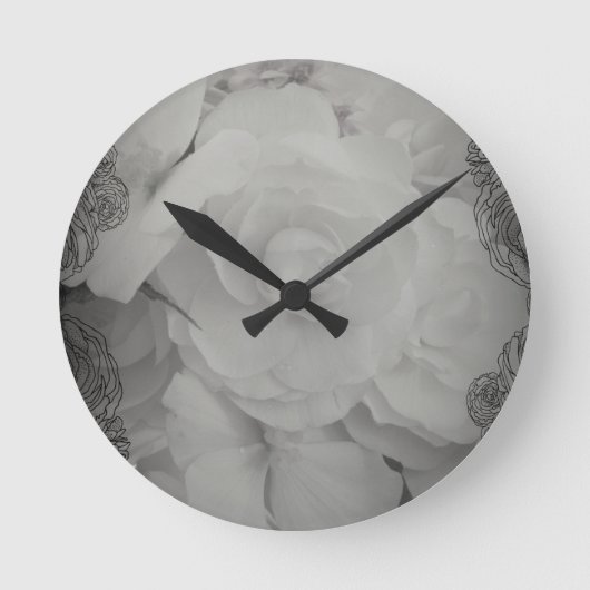 Horloge Ronde Bégonie blanche (Recto)