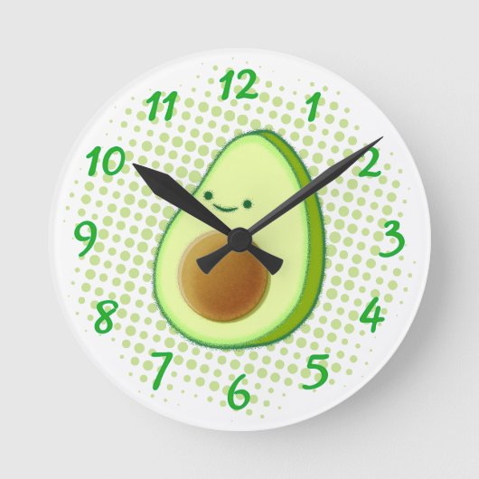 Horloge Ronde Belle Cartoon Avocado Sur Green Vortex (Recto)