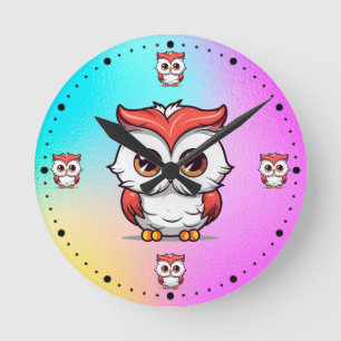 Horloge Ronde Belle Chouette de style Kawaii Cartoon-77038