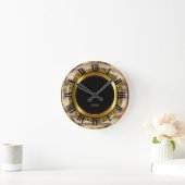 Horloge Ronde Belle conception or, argent et noir (Maison)