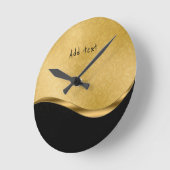 Horloge Ronde Belle couleur or noir élégant (Angle)