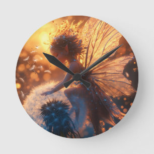 Horloge Ronde Belle fée solaire avec Dandelion