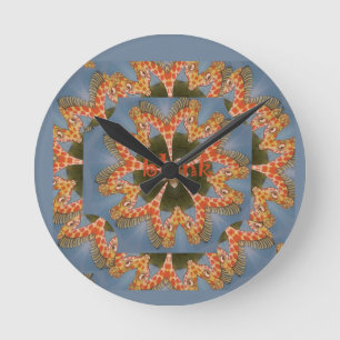 Horloge Ronde Belle Giraffe colorée extraordinaire africaine vie