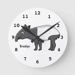 Horloge Ronde Belle illustration de tapir de dessin animé