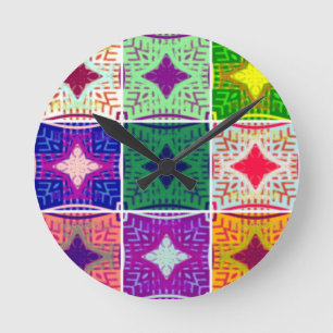 Horloge Ronde Belle impression d'art à carreaux africains