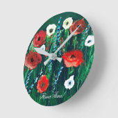 Horloge Ronde Belle peinture acrylique Fleur sauvage en temps de (Angle)