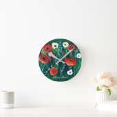 Horloge Ronde Belle peinture acrylique Fleur sauvage en temps de (Maison)
