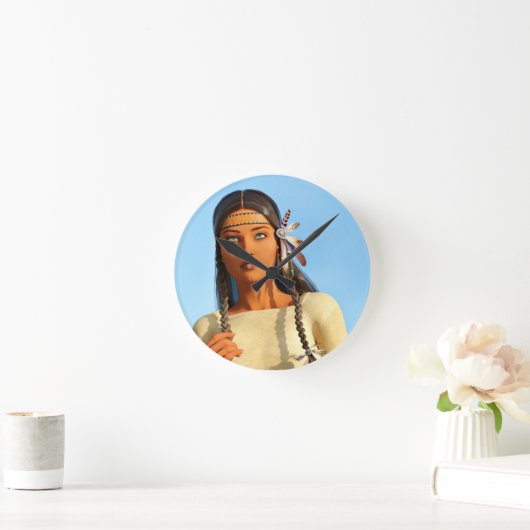 Horloge Ronde Belle tenue autochtone amérindienne (Maison)