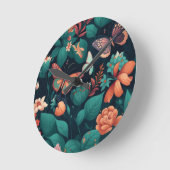 Horloge Ronde Belles fleurs et papillons couleurs pastel ou (Angle)