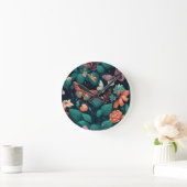Horloge Ronde Belles fleurs et papillons couleurs pastel ou (Maison)