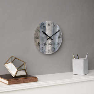 Horloge Ronde Belles nuances de bois gris, Be Still