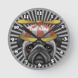 Horloge Ronde Béret Pug