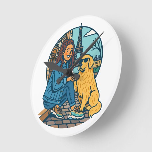 Horloge Ronde Best Dog Mom Ever in Paris (Angle)