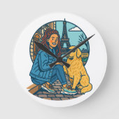 Horloge Ronde Best Dog Mom Ever in Paris (Recto)