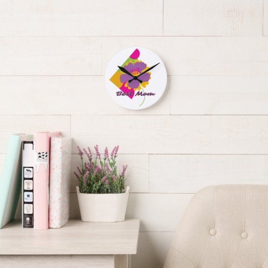 Horloge Ronde Best Mom Colourful Trendy Design (Salle de lecture)