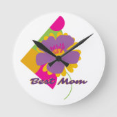 Horloge Ronde Best Mom Colourful Trendy Design (Recto)