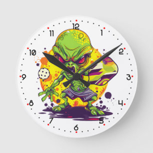 Horloge Ronde Bête de Dink à Gravité Zéro Pickleball 