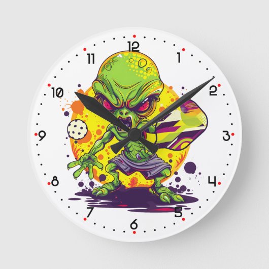 Horloge Ronde Bête de Dink à Gravité Zéro Pickleball (Recto)
