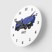 Horloge Ronde Béton mélange camion de transport caricature (Angle)