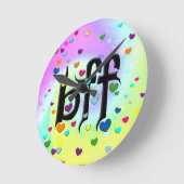 Horloge Ronde bff ~ coeurs (Angle)
