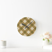 Horloge Ronde Bias Plaid en or et Green Stripe (Maison)