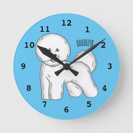 Horloge Ronde Bichon frise dog dessin animé (Recto)
