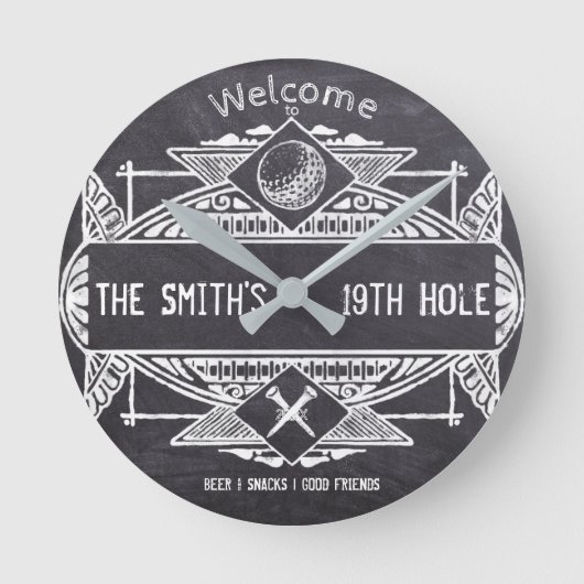 Horloge Ronde Bienvenue au 19ème Trou (Recto)