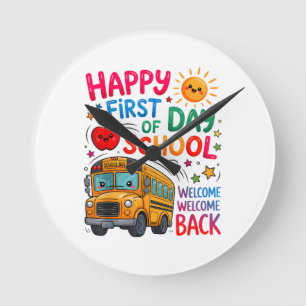 Horloge Ronde Bienvenue au retour à l'école Premier jour heureux