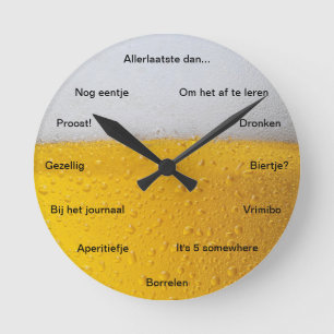 Horloge Ronde Bière Cloche de texte amusant