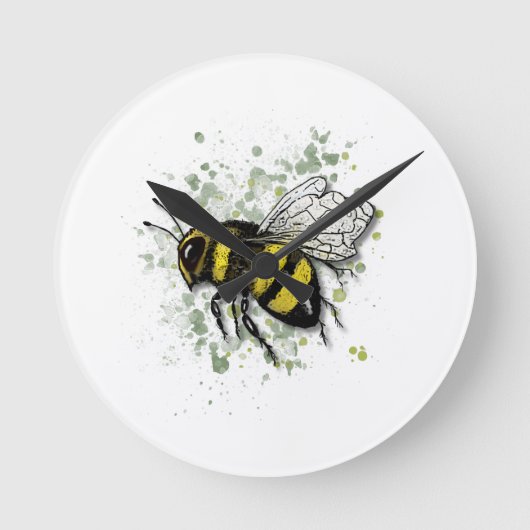 Horloge Ronde Big Beautiful Bumble BEE, Digital Drawing (Recto)