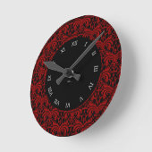 Horloge Ronde Big Bold Damask (Rouge) (Angle)