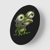Horloge Ronde Big-Eyed Cartoon Frog (Angle)