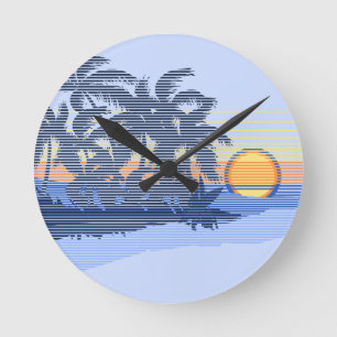 Horloge Ronde Big Sunset Stripe
