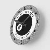 Horloge Ronde Billard de la Parties scintillant en argent Faux p (Angle)